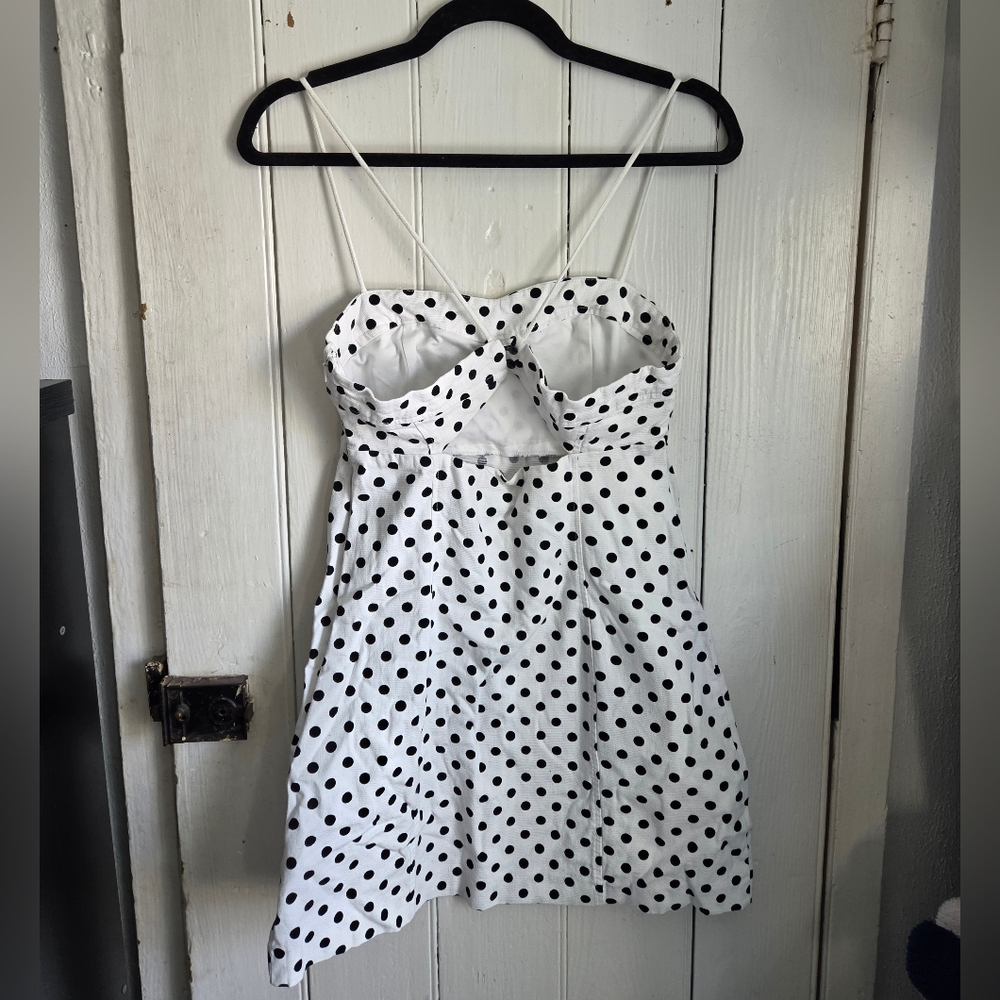 Zara Corduroy White Dress with Black Polka Dots - Picture 2 of 3